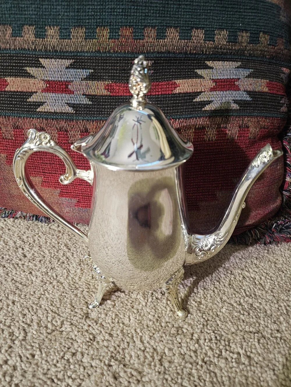 Vintage silverplated coffee/tea pot and covered sugar bowl set.
